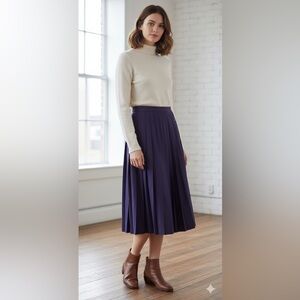 Vintage‎ Givenchy 100% Shearing Wool Long Pleated Button Purple Skirt Size 12